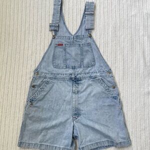 Vintage Ikeda Light Blue Washed Denim Bib Short Overalls | Size L